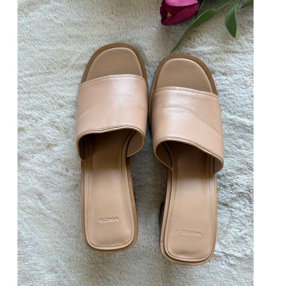 Vince Donna Block Heel Slip on Sandal Size 9.5M Leather - Picture 3 of 4